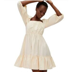 Mare Mare X Anthropologie Dress Square Neck Puff Sleeve Ruffle Tiered Peasant S